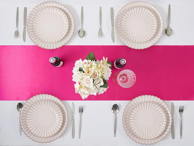 Hot Pink Satin Table Runner, 12x108 Inches, 4 Pack | Premium Satin, Smooth - Image 5