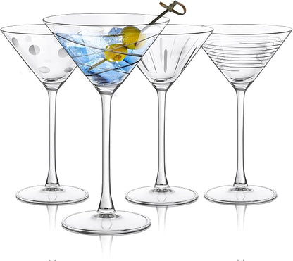 Joeyan Handmade Etched Martini Glasses, Crystal Cocktail Glassware by JoeyanHousehold