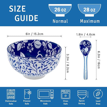 28Oz Ceramic Soup Ramen Bowl Set of 6 - Image 2