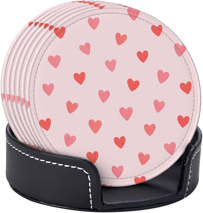 Cute Pink Heart Coasters for Drinks, Drink Coaster - Image 2