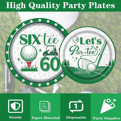 Rakuto Golf 60th Birthday Party Decorations 96PCS Plates Napkins Forks | Golf - Image 4
