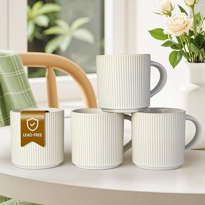 DeeCoo Matte White Coffee Mugs Set of 4, 12 Ounce Mug - Image 6