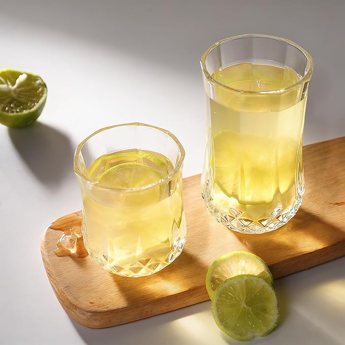 Ruckae Drinking Glasses Set of 8, 11 oz and 7 oz Kitchen Water Glass Cups Set - Image 6