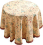 patdrea Designer Beige Tablecloth for Round Table,Vintage Italian Linen Trees Pattern Table Cloth,Decor Cover for Kitchen Dining Christmas,Thanksgiving,Tea Party,Diameter 55"-Tatiana a