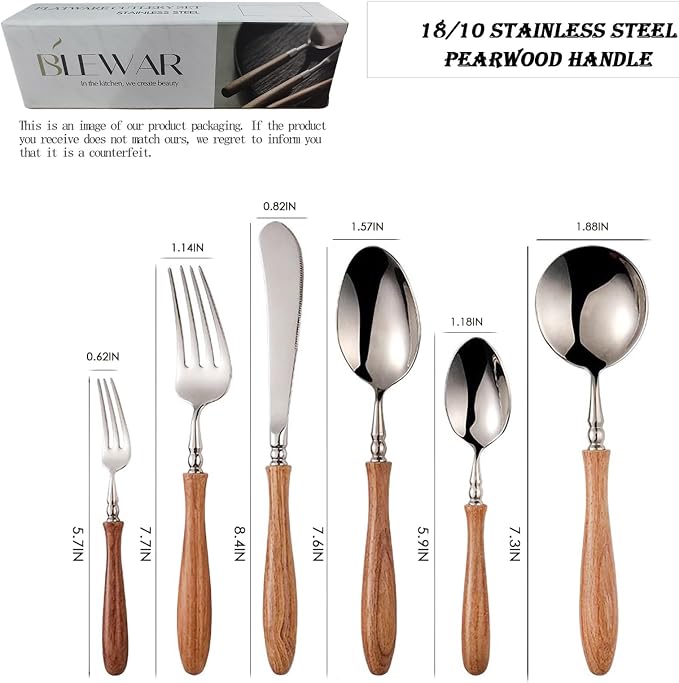 6-Piece Vintage Luxury 18/10 Stainless Steel Silverware Set - Image 8
