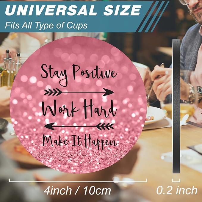 Coasters for Drinks, Kitchen Home Decor Housewarming Gift, Round 4 in - Image 3