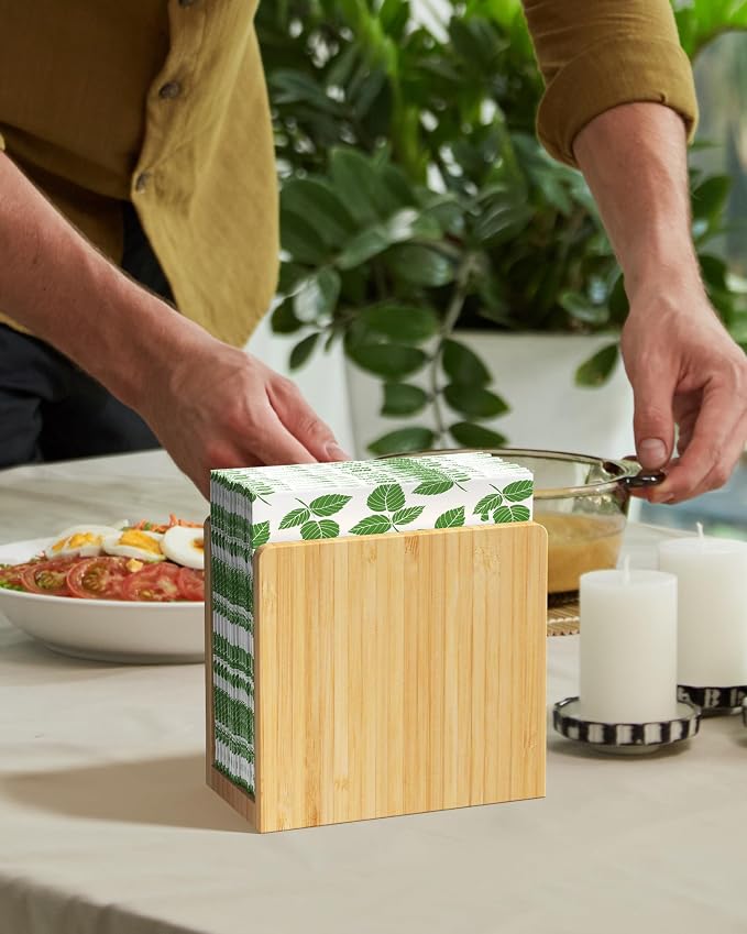 MaxGear Bamboo Napkin Holder for Tables, Wooden Tabletop Tissue Holder | Fits - Image 4
