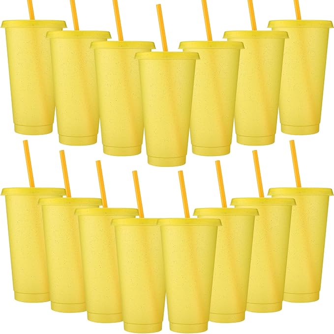 Honeydak 15 Pack Tumbler with Straw and Lid Bulk Cups by Honeydak