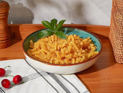 ONEMORE Pasta Bowls 30 Ounce Porcelain Salad Bowls Shallow Bowls - Image 3