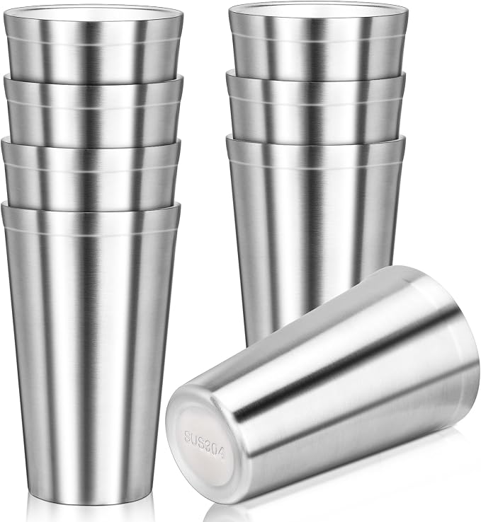 Stainless Steel Cup, 16 oz Insulated Tumbler, 8 Pack Double Wall Unbreakable by Offiper