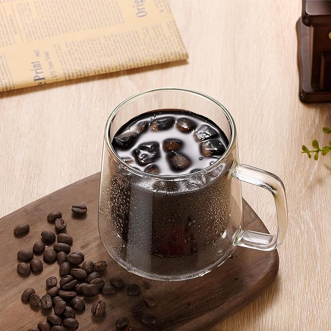 Extra Large Thicken Double Wall Glasses Coffee Mugs Tea Cups set of 2, 24OZ - Image 3