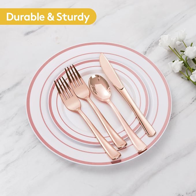 600 Pieces Rose Gold Disposable Plates - Image 5