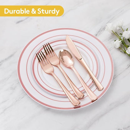 600 Pieces Rose Gold Disposable Plates - Image 5