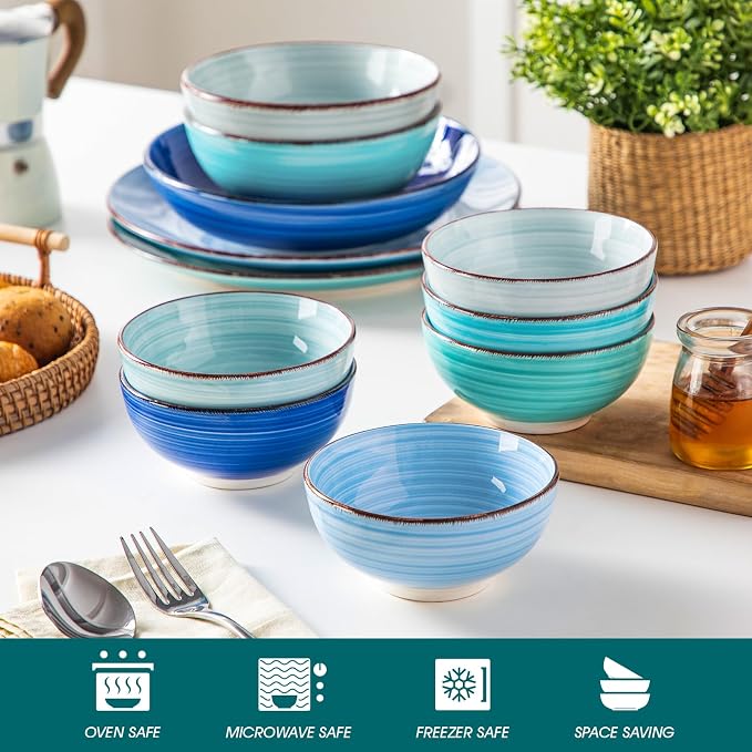 vancasso Bonita 12 Oz Small Bowls Set of 6, Ceramic Mini Dessert & Dipping - Image 5