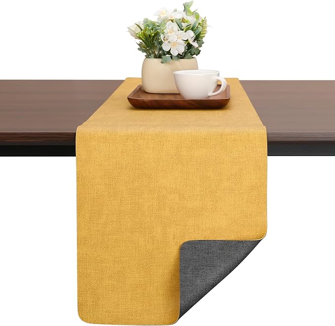 Table Runners 55 Inch Long, Dual-Sided Faux Leather Table Runner | Waterproof by Chitomars