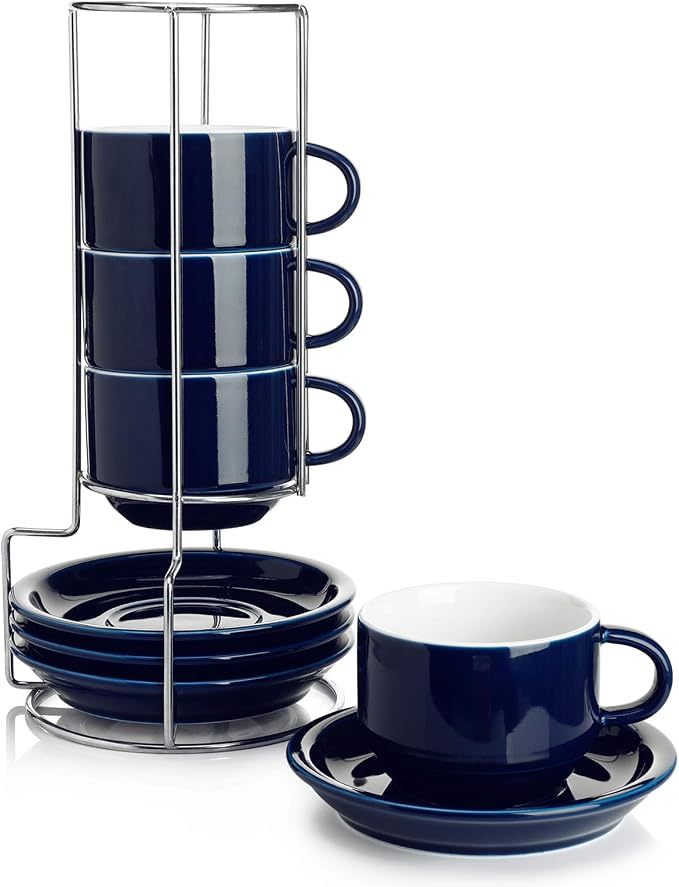 Sweese 8 Ounce Porcelain Stackable Cappuccino Cups by Sweese