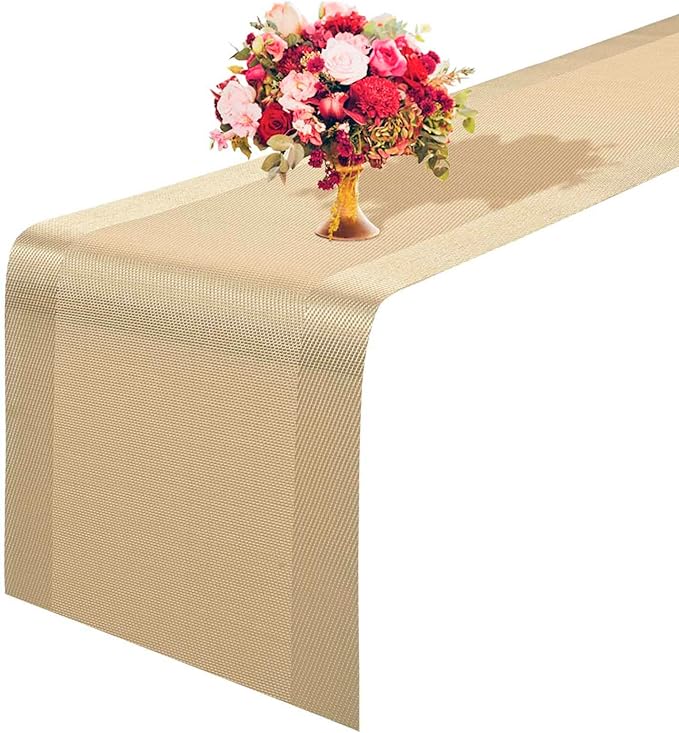 GIVERARE Table Runner, 12x53in Heat-Resistant Woven Vinyl Long Tabletop by GIVERARE