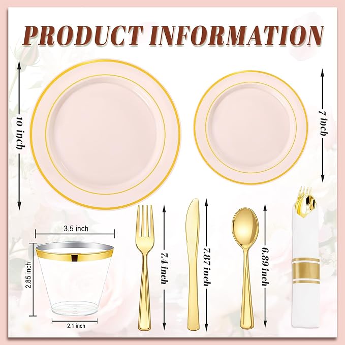 175PCS Pink plastic Plates - Image 8