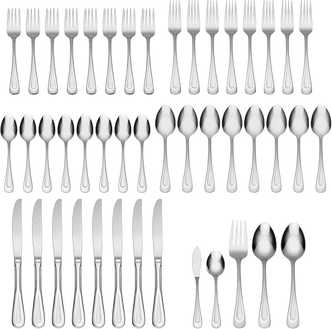 Oneida Silverware Set For 8, Satin Sand Dune 45-Piece Everyday Flatware Set - Image 2