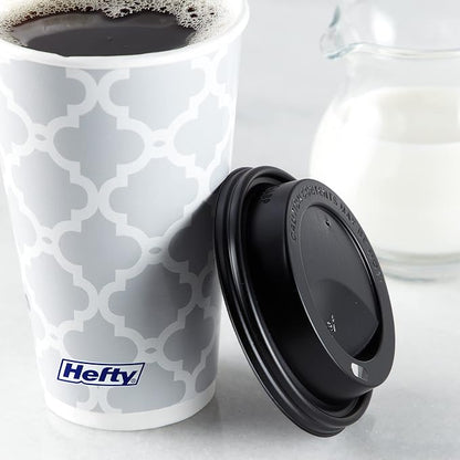Hefty Disposable Hot Cups with Lids, Insulated Paper Coffee Cups - Image 7