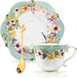 Country Roses Porcelain Tea Cup and Saucer Set by Unknown
