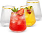Goodluck 120 Pack 12oz Stemless Ribbed Plastic Wine Glasses Gold Rim | Clear by GoodLuck