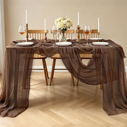 6Pcs Nude Cheesecloth Table Runner, 10FT Rustic Nude Gauze Table Runner - Image 7