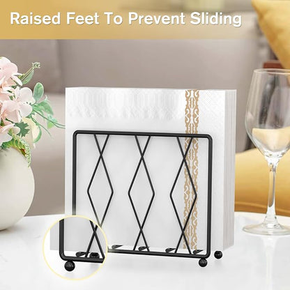 Black Napkin Holder for Table, Modern Metal Stand for Kitchen Counter | Raised - Image 4
