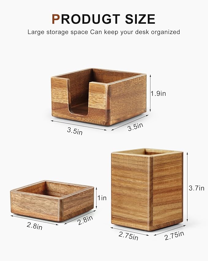 Acacia Wood Desk Organizer Set - Image 3