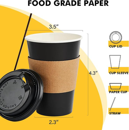 RACETOP 12 oz 50 Pack Black Disposable Coffee Cups - Image 2