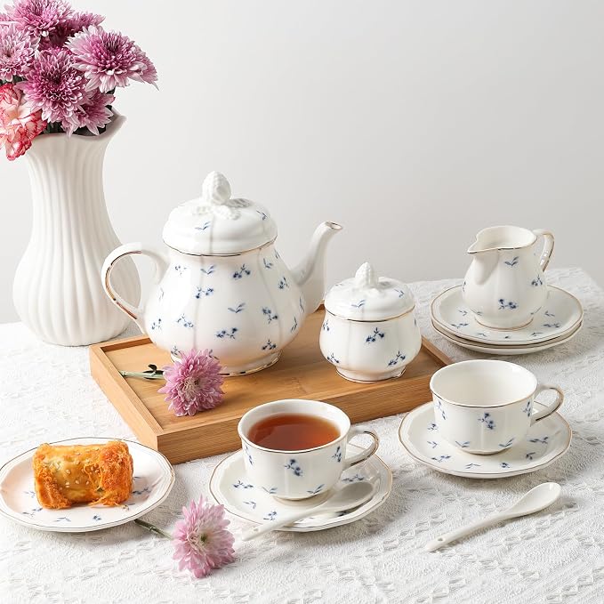 Sweejar 23 Pcs Floral Tea Sets - Image 6