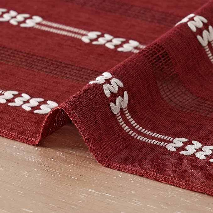 Artoid Mode Red Farmhouse Embroidered Hollow Christmas Table Runner, Seasonal - Image 5