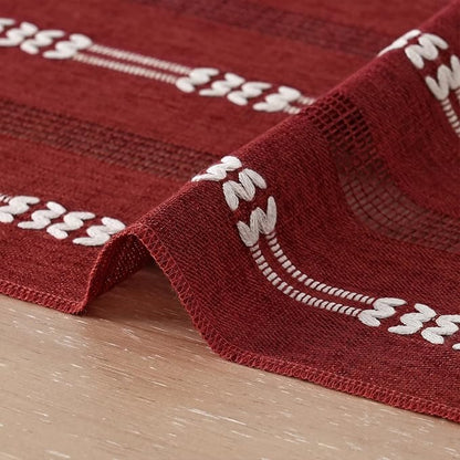 Artoid Mode Red Farmhouse Embroidered Hollow Christmas Table Runner, Seasonal - Image 5