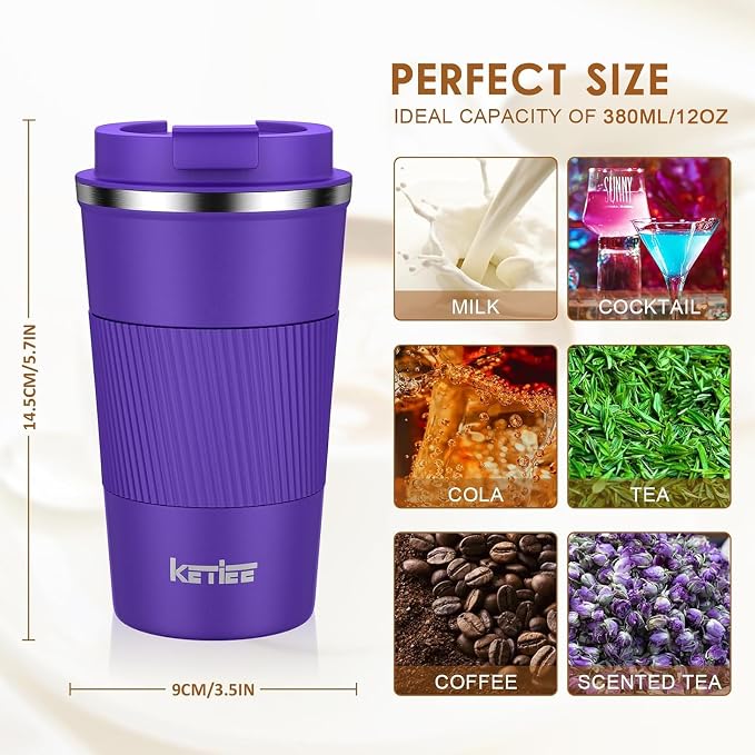 KETIEE 12oz Coffee Mug: Vacuum Insulated Coffee Cup - Image 6