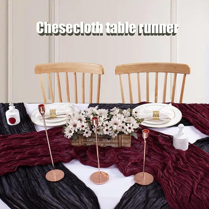 Burgundy Red Fall Thanksgiving Cheesecloth Table Runner 13.3FT Long Boho - Image 6