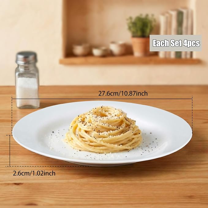 10.5" Round Dinner Plates Set of 4, Appetizer & Dessert, Dishwasher Safe - Image 3