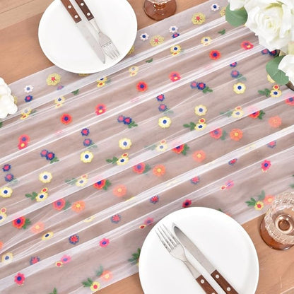 Flower Table Runner Floral Daisy Summer Birthday Party Garden Wedding Decor | - Image 4