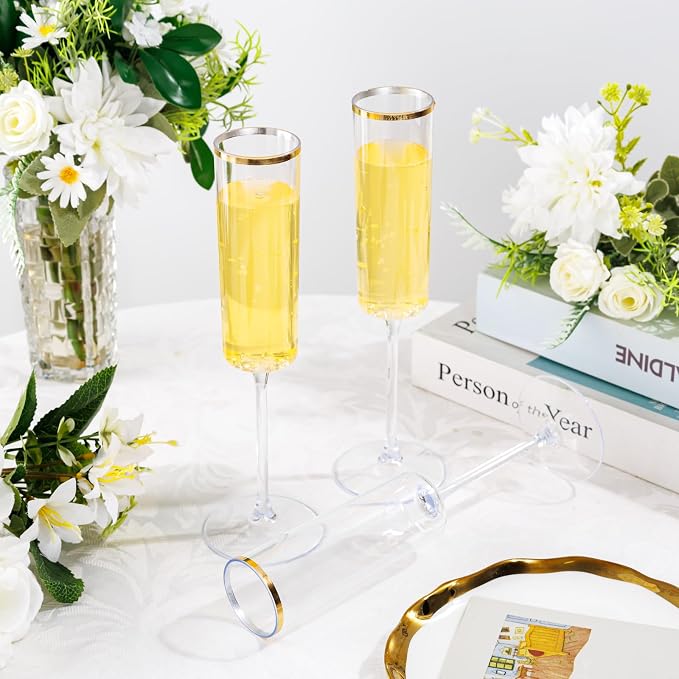 Ciaell 24 Pack Plastic Champagne Flutes - Image 2