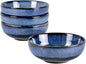 UNICASA Ceramic Cereal Bowls Set, 18 OZ Salads Bowls Set of 4, Dessert Serving Bowl for Soup, Reactive Glaze Ramen Bowls, Microwave Oven and Dishwasher Safe, Blue