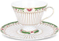 fanquare Nordic Style Tea Cup and Saucer, Classic Stripes Floral Teacup by fanquare