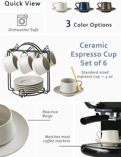 YHOSSEUN 4 OZ Espresso Cups Set of 6 - Image 2