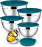 E-far Mixing Bowls With Lids Sets of 5, 10-Piece Stainless Steel Salad Metal by E-far