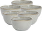 Organic Shape Highland Ceramic Cereal Bowl, 6pcs 5.5 Inch Reactive Glaze Stoneware Rice bowl with Wavy Edge, for Kitchen, Microwave & Dishwasher Safe, Scratch Resistant-grey