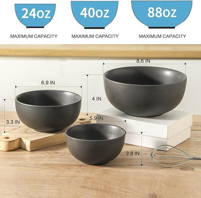 Tikoore Ceramic Mixing Bowls Set，Soup Bowls Set of 3, Stoneware Nesting Bowls - Image 5