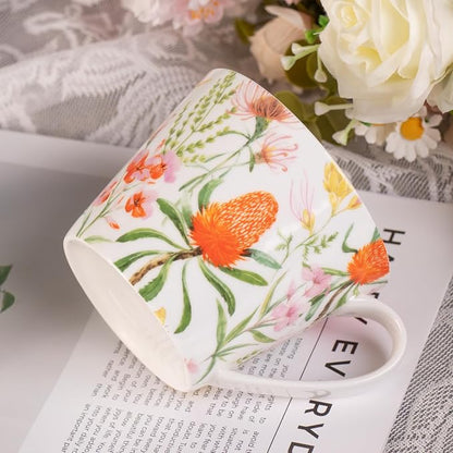 KAMMAK Bone China Coffee Mugs, 16oz Floral Tea Cups - Image 5