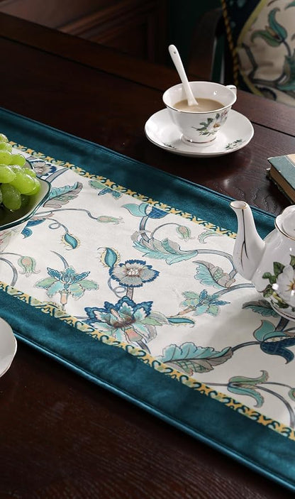 Patdrea Designer French Floral Velvet Table Runner, Decorative Runner - Image 9
