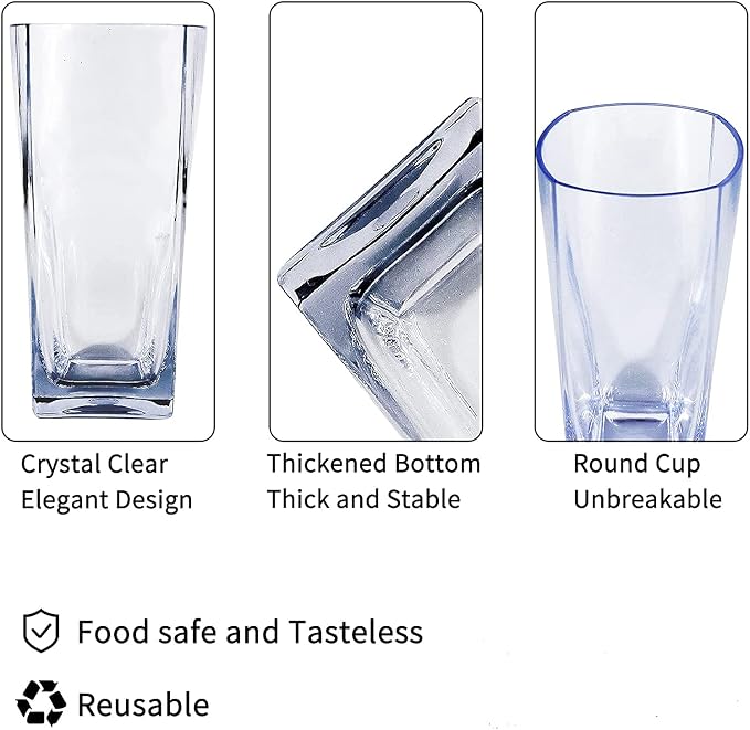 Top-spring 12 Oz Reusable Plastic Water Tumbler 6pcs Clear BPA Free | Thickened - Image 3