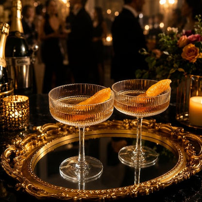 Khen Acrylic Ribbed Coupe Glasses, 8oz Clear Shatterproof Plastic Martini - Image 7