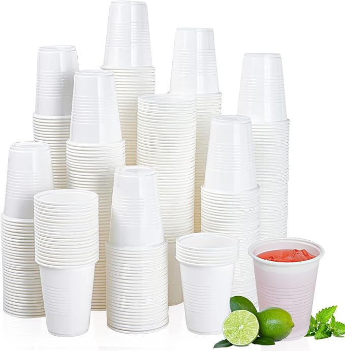 Lilymicky 500 Pack 7 oz White Plastic Cups, Disposable Drinking Cups | Non-slip by Lilymicky