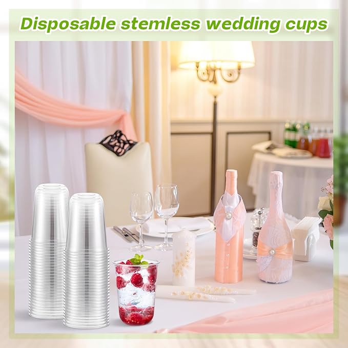 Ziliny 500 Pcs Disposable Stemless Glasses 16oz Crystal Plastic Wine Glasses - Image 5